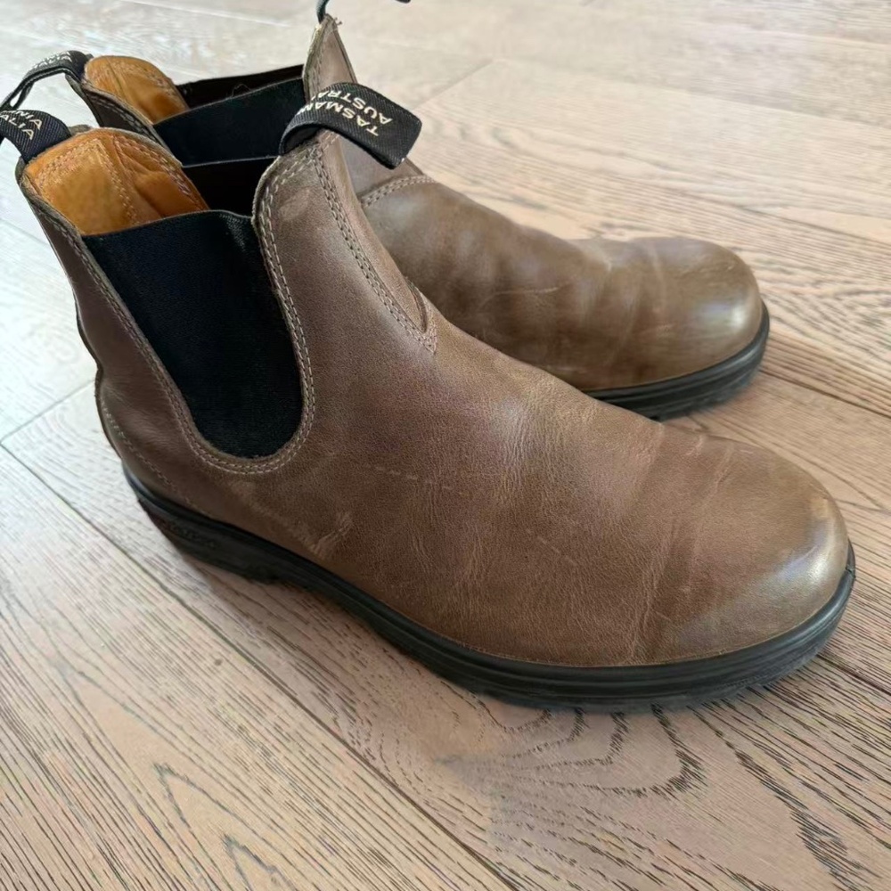 Classic Blundstone Chelsea boots in rich brown leather